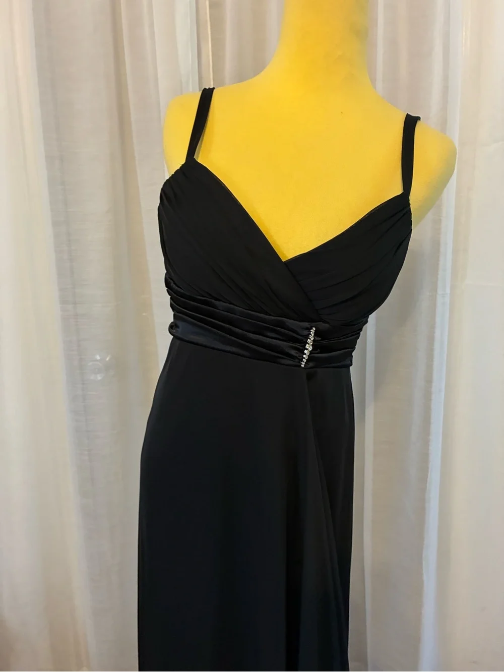 dressbarn Black Maxi Evening Dress with Ruched Bodice Size 6 - Picture 7 of 7